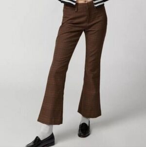 Urban Outfitters Brown Checkered Pants, Women's 14 Crop Flare Grunge School